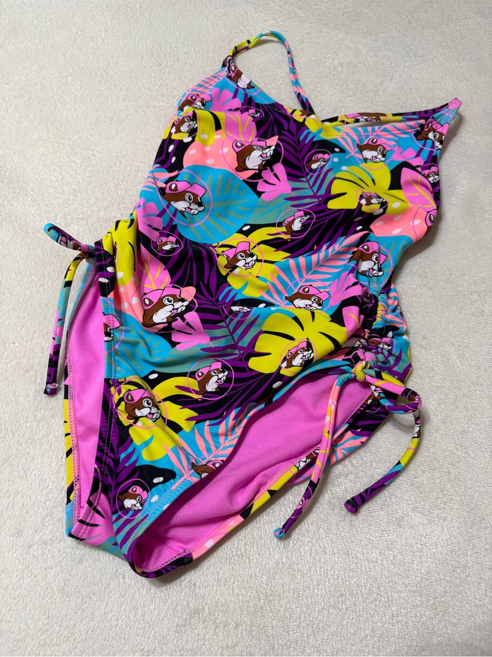 Buc-ee's Bright Multi-Color Tropical One-Piece Swimsuit